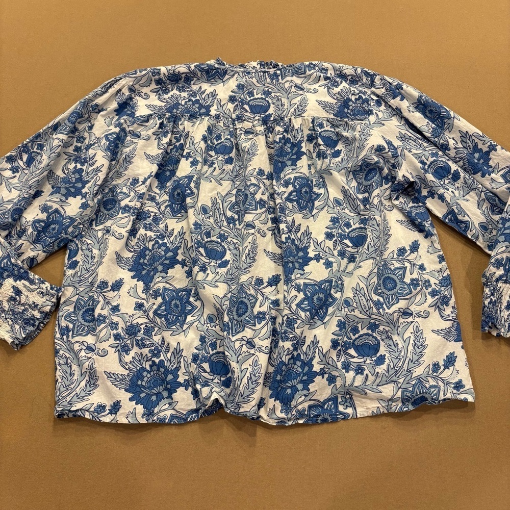 Ro’s Garden Leticia Hollie Shirt Blue & White 100% Cotton Size Large Tuckernuck - Picture 8 of 11